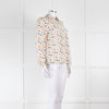 Alice + Olivia Cream Multi Colour Teapot Print Silk Shirt