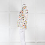 Alice + Olivia Cream Multi Colour Teapot Print Silk Shirt