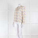 Alice + Olivia Cream Multi Colour Teapot Print Silk Shirt