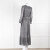 Iris Silver Lurex Long Sleeve V-Neck Maxi Dress