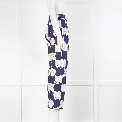 Jil Sander Blue & White Patterned Trousers