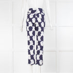 Jil Sander Blue & White Patterned Trousers