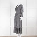 Iris Silver Lurex Long Sleeve V-Neck Maxi Dress