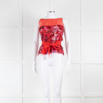 Carolina Herrera Red Purple Sleeveless Ruffled Top