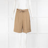 Chloe Beige Cotton Long Shorts With Turn Ups & Belt