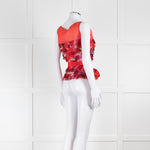 Carolina Herrera Red Purple Sleeveless Ruffled Top