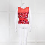 Carolina Herrera Red Purple Sleeveless Ruffled Top