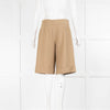 Chloe Beige Cotton Long Shorts With Turn Ups & Belt