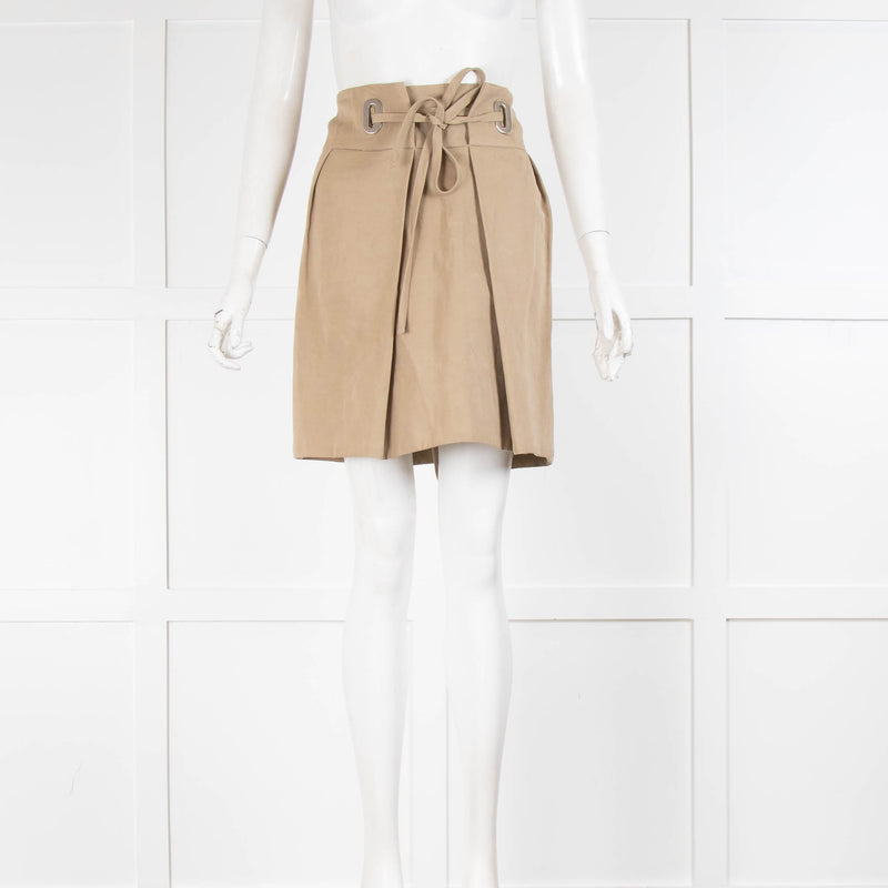 Chloe Beige Pleated Skirt With Belt