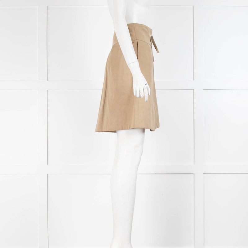 Chloe Beige Pleated Skirt With Belt