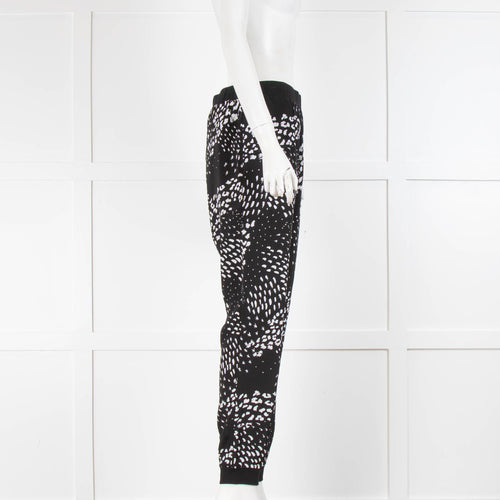 Tibi Black & White Silk Patterned Joggers