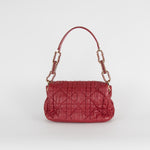 Christian Dior Burgundy Red Delices Cannage Flap Bag With Gold Chain