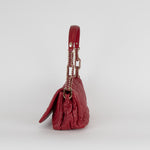 Christian Dior Burgundy Red Delices Cannage Flap Bag With Gold Chain