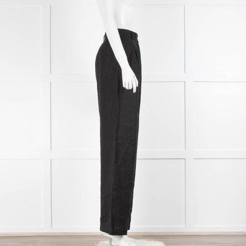 Faithful The Brand Black Linen Flared Trousers