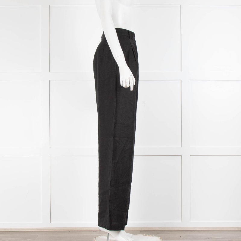 Faithful The Brand Black Linen Flared Trousers