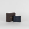 Bottega Veneta Navy Blue Intrecciato Fold Wallet