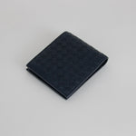 Bottega Veneta Navy Blue Intrecciato Fold Wallet