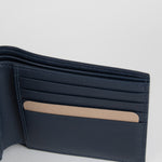 Bottega Veneta Navy Blue Intrecciato Fold Wallet