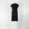 Oscar De La Renta Black Stretch Drop Back Cowl Neck Sequin Dress