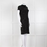 Oscar De La Renta Black Stretch Drop Back Cowl Neck Sequin Dress