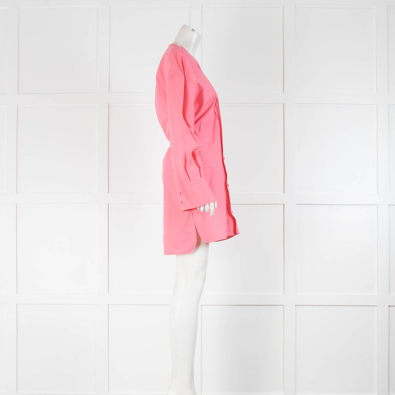 The Attico Pink Cotton Long Sleeve Short Dress