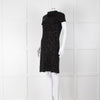 Oscar De La Renta Black Stretch Drop Back Cowl Neck Sequin Dress