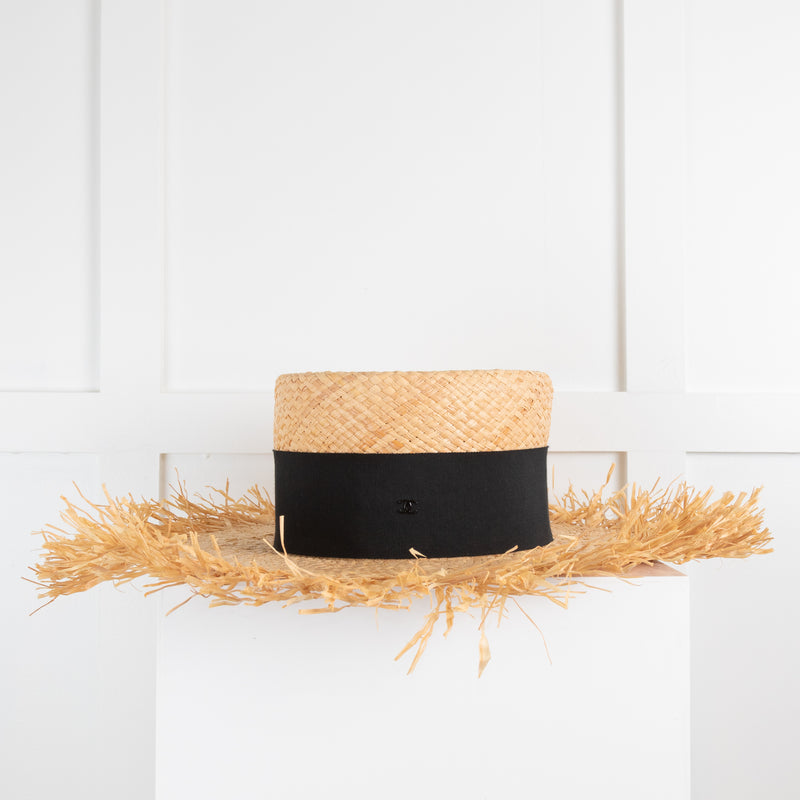 Chanel Straw Frayed Hat