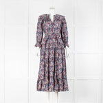 Seraphina Blue and Pink Paisley Ruffle Collar Dress