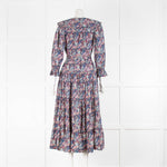 Seraphina Blue and Pink Paisley Ruffle Collar Dress