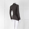 Max Mara Chocolate Brown Cotton Jersey Wrap V Neck Top