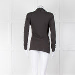 Max Mara Chocolate Brown Cotton Jersey Wrap V Neck Top