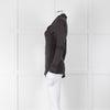 Max Mara Chocolate Brown Cotton Jersey Wrap V Neck Top