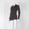 Max Mara Chocolate Brown Cotton Jersey Wrap V Neck Top