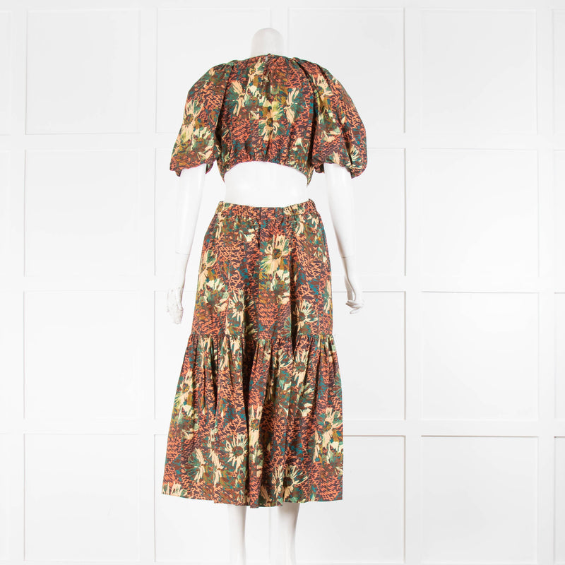 Ulla Johnson Green Brown Jungle Print  Backless Dress