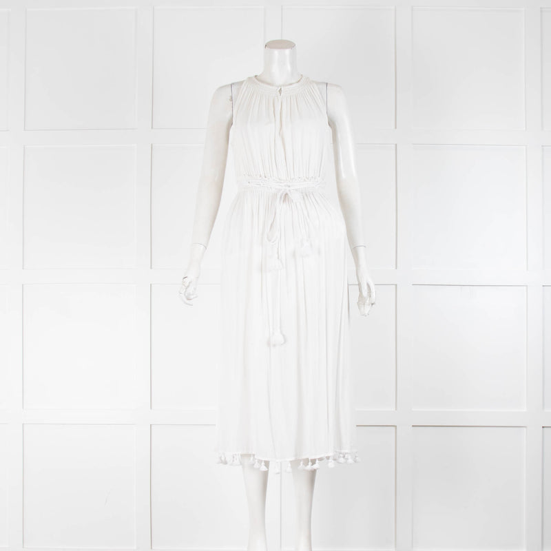 Club Monaco White Dress With Tassell Hem