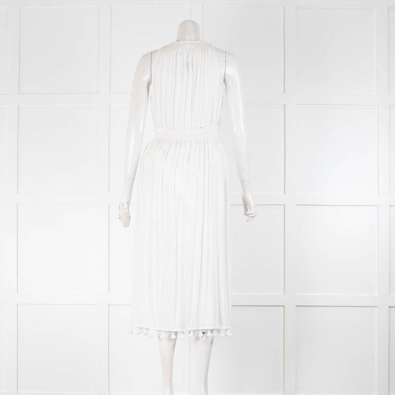 Club Monaco White Dress With Tassell Hem