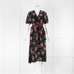 Sandro Black Dress With Floral Heart Pattern