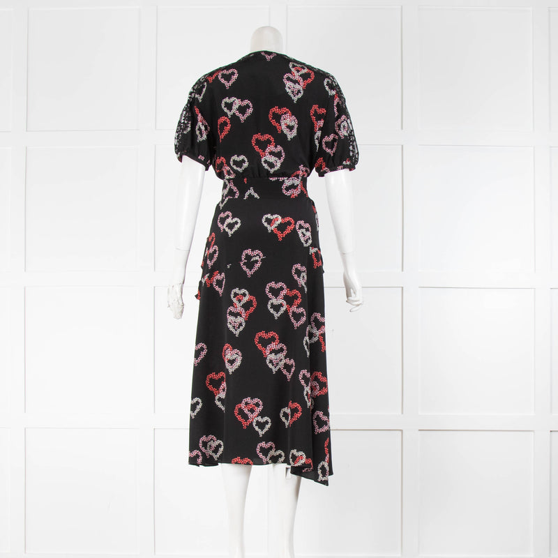 Sandro Black Dress With Floral Heart Pattern