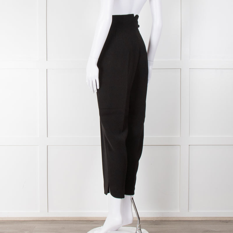 Giorgio Armani Black Front Pleated Tapered Trousers