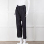 Giorgio Armani Navy Blue Virgin Wool Pleat Front Trousers