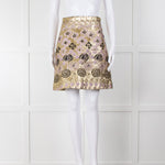 Temperley Gold Pink Brocade Mini Skirt