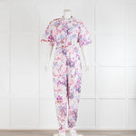 Isabel Marant Etundra Belted Graffiti Print Pink And Purple Jumpsuit