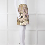 Temperley Gold Pink Brocade Mini Skirt