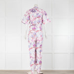 Isabel Marant Etundra Belted Graffiti Print Pink And Purple Jumpsuit