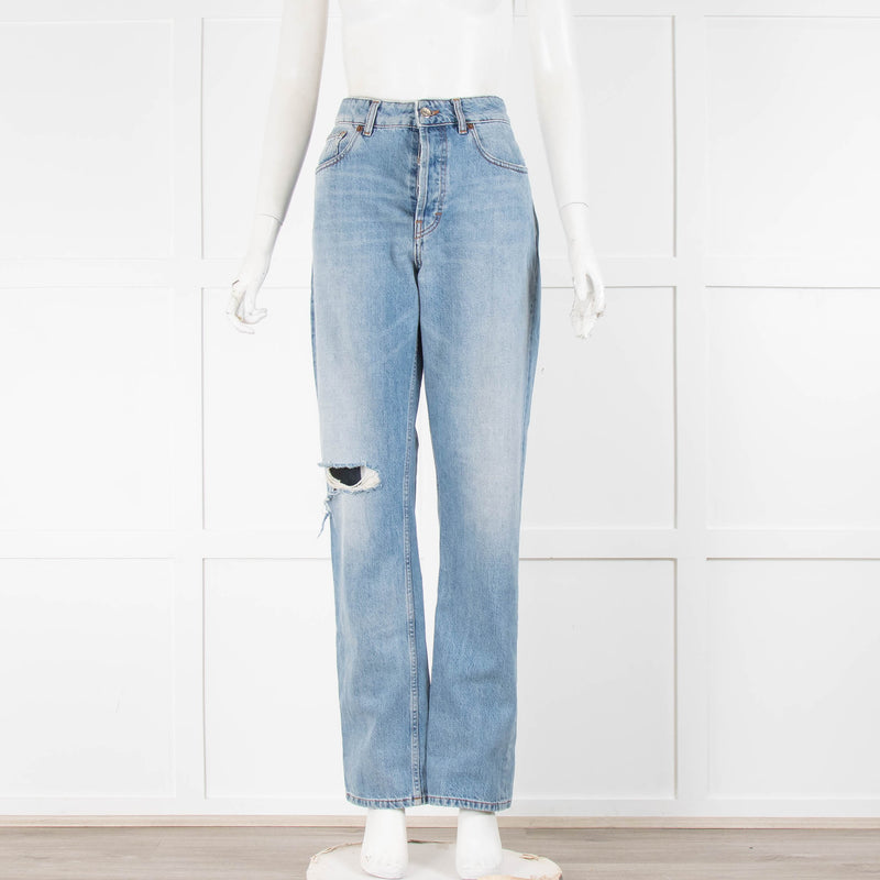 Iro Pale Wash Jeans With Rip Knee