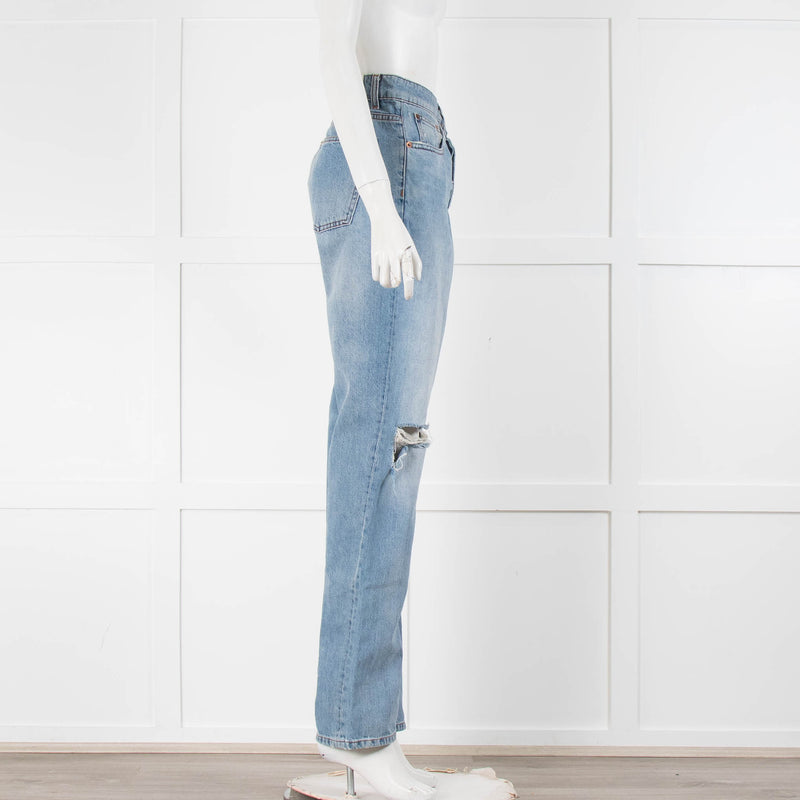 Iro Pale Wash Jeans With Rip Knee