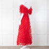 Rodarte Red Tulle Hand-Embroidered Bows Off Shoulder Gown