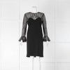 Emilio Pucci Black Knitted Dress with Lace Neck and Sleeves