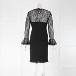 Emilio Pucci Black Knitted Dress with Lace Neck and Sleeves