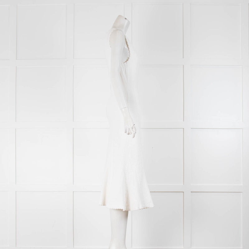 Diane Von Furstenberg White Knit Sleeveless Midi Dress